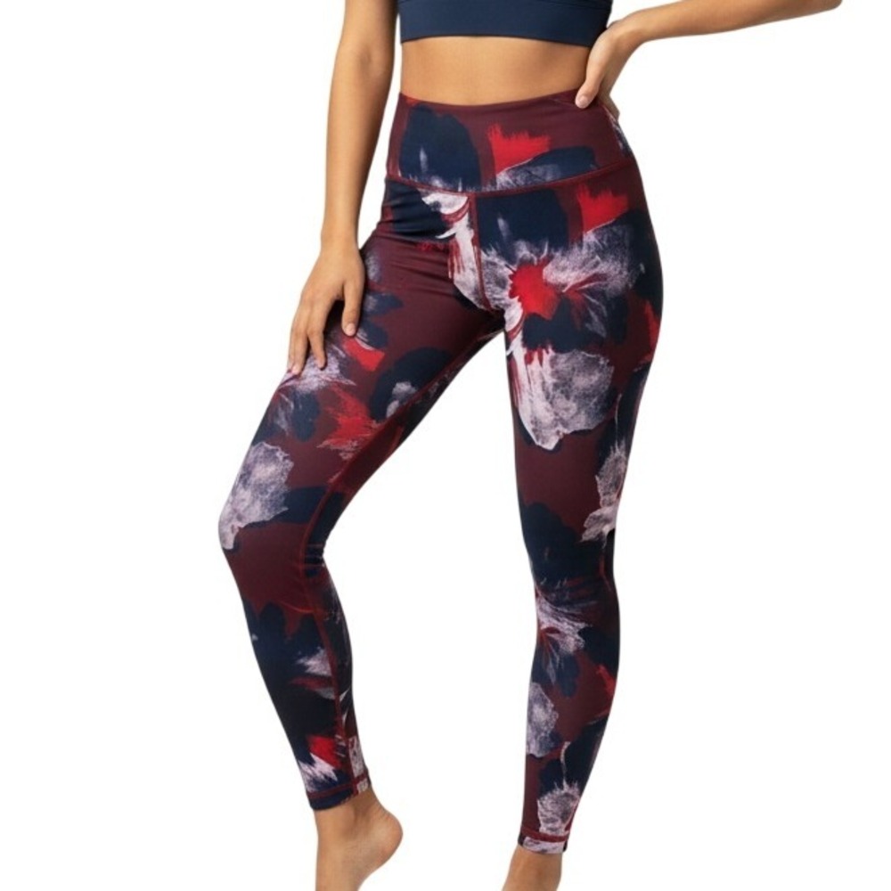 Joy Lab Leggings XS‎ Red Multicolor High Rise Athleisure Sculpting Floral Modern